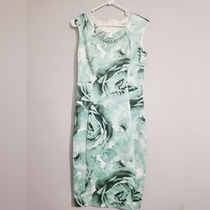 Floral Mint Green Sleeveless Dress